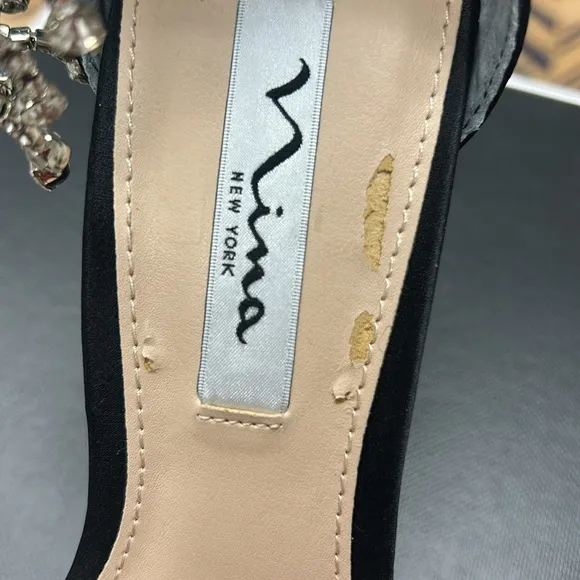 Nina Black Embellished Women's Heels **