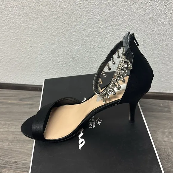 Nina Black Embellished Women's Heels **