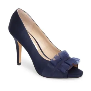 Nina raizel Navy Blue Sheer Ruffled pumps Size 6M.  B78