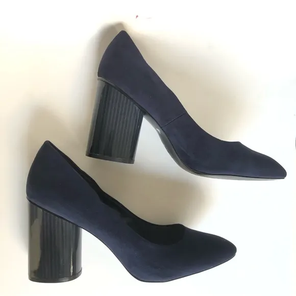 NINE WEST Navy Blue Faux Suede Camanda Heeled Pumps Heels Women’s Size 10