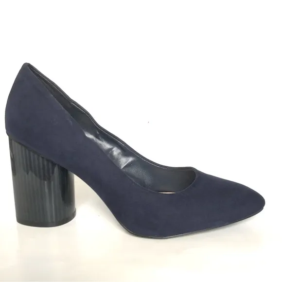 NINE WEST Navy Blue Faux Suede Camanda Heeled Pumps Heels Women’s Size 10