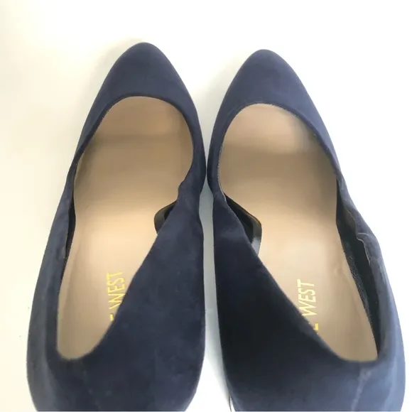 NINE WEST Navy Blue Faux Suede Camanda Heeled Pumps Heels Women’s Size 10
