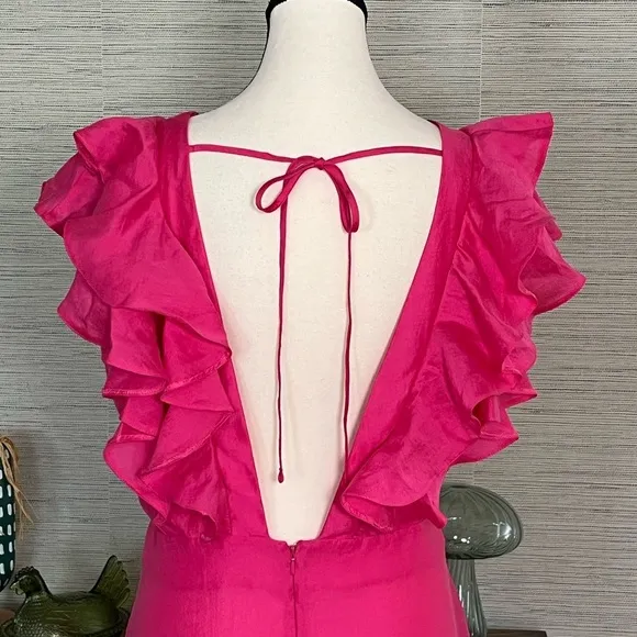 Nobody’s Child Pink Coco Midaxi Dress Ruffles Midi Maxi A-line Women’s Size 8