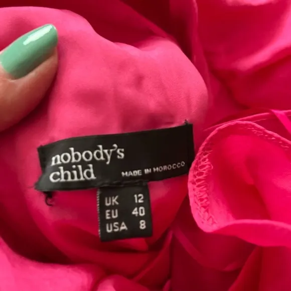 Nobody’s Child Pink Coco Midaxi Dress Ruffles Midi Maxi A-line Women’s Size 8