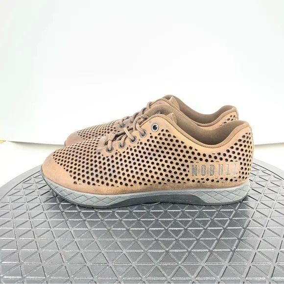 Nobull Sneakers Women Size 8 Training Shoes Brown Coffee Leather Cross Fit