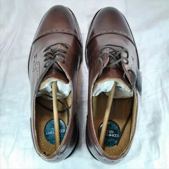 Nunn Bush SPARTA Brown Leather SHOES Mens Size 9.5W Dress Cap Toe Oxford Lace Up