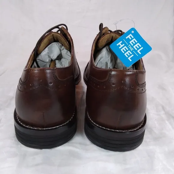 Nunn Bush SPARTA Brown Leather SHOES Mens Size 9.5W Dress Cap Toe Oxford Lace Up