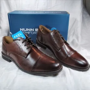 Nunn Bush SPARTA Brown Leather SHOES Mens Size 9.5W Dress Cap Toe Oxford Lace Up