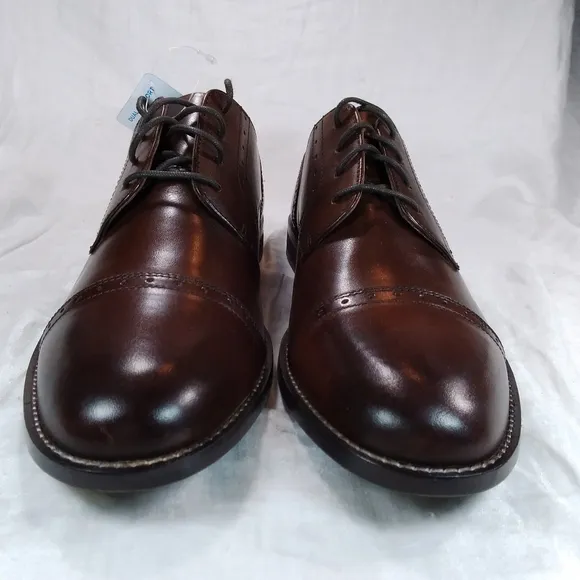 Nunn Bush SPARTA Brown Leather SHOES Mens Size 9.5W Dress Cap Toe Oxford Lace Up