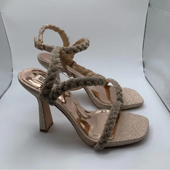 NWB Badgley Mischka Women's Fennel Braided Gold Dress Sandals size 9  party 1971