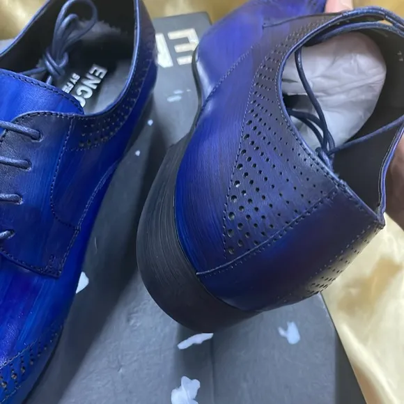 NWB Encore Fiesso blue Leather authentic original dress Shoes Perforation FI6925