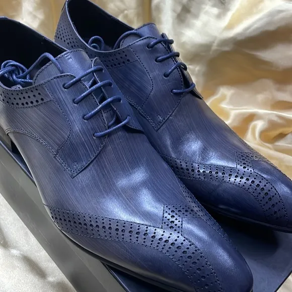 NWB Encore Fiesso GREY Leather authentic original dress Shoes Perforation FI6925