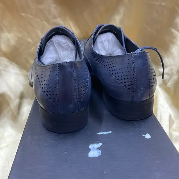 NWB Encore Fiesso GREY Leather authentic original dress Shoes Perforation FI6925