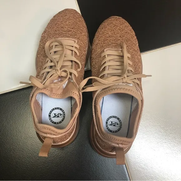 NWOB APL Techloom Phantom Sneakers Rose Gold Glitter Sparkle 7.5 New Without Box