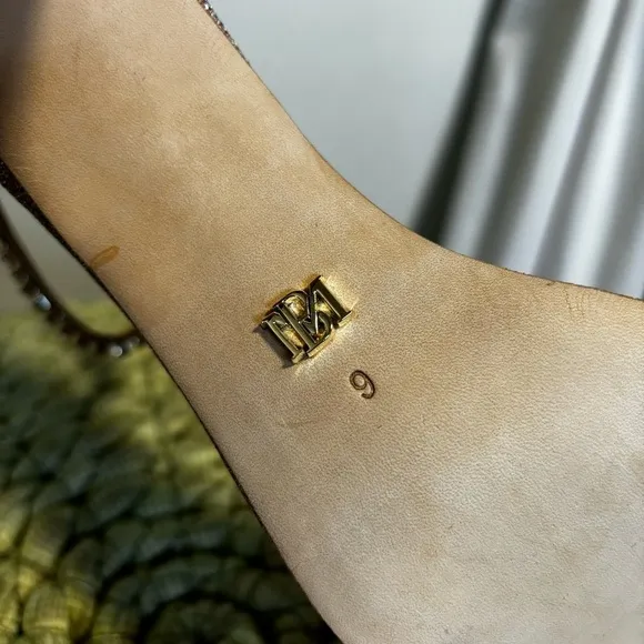 NWOB Badgley Mischka Harriet Open Square Toe Rhinestone Rose Gold Block Heel