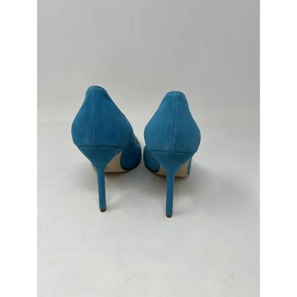 NWOB Manolo Blahnik BB 105 Pumps Shoes Heels Aqua Blue Suede sz 34.5/4.5 US