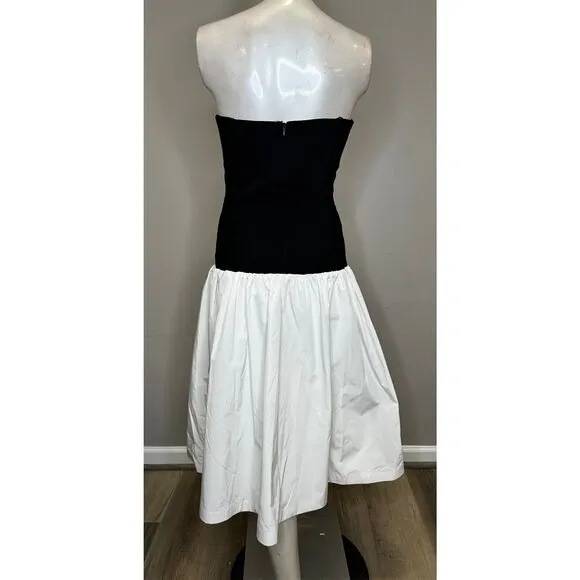 NWOT Amanda Uprichard Valencia Mixed Media Midi Dress Black White Size Small $28