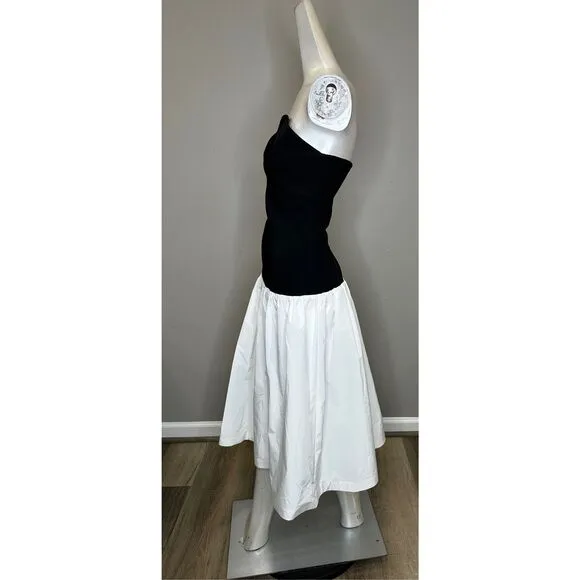 NWOT Amanda Uprichard Valencia Mixed Media Midi Dress Black White Size Small $28