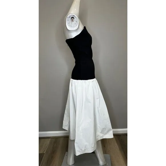 NWOT Amanda Uprichard Valencia Mixed Media Midi Dress Black White Size Small $28