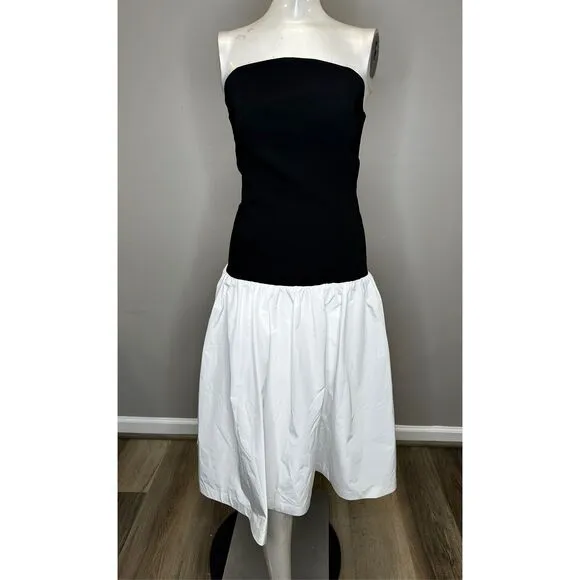 NWOT Amanda Uprichard Valencia Mixed Media Midi Dress Black White Size Small $28