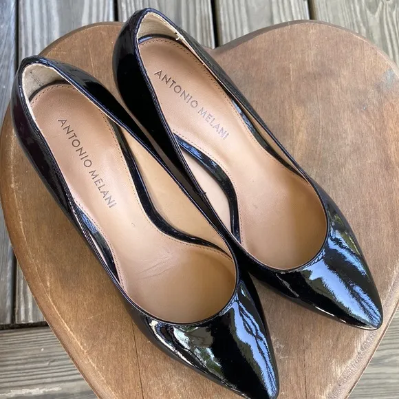 NWOT Antonio Melani ODETAH Black Patent Leather Heels Pumps Womens Shoes Size 7M