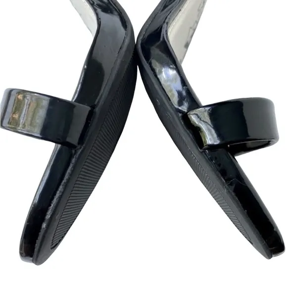 NWOT Brash Kailey 8.5W 8.5 Wide Black Heels Sandals Stiletto Patent Vegan leathe
