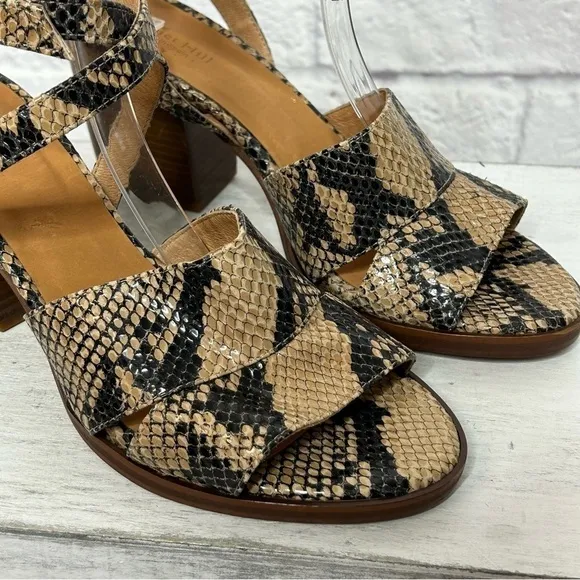 NWOT Garnet Hill Maya Ankle-Strap Block-Heel Sandals