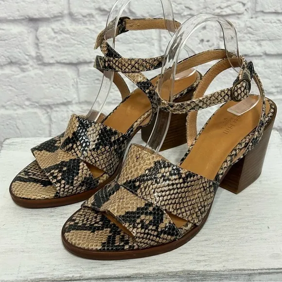 NWOT Garnet Hill Maya Ankle-Strap Block-Heel Sandals