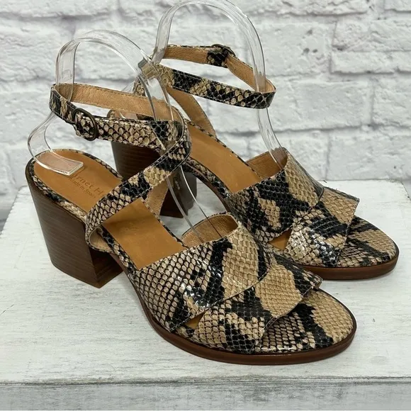 NWOT Garnet Hill Maya Ankle-Strap Block-Heel Sandals