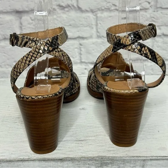 NWOT Garnet Hill Maya Ankle-Strap Block-Heel Sandals