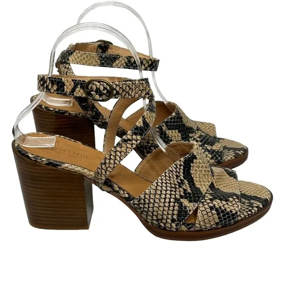 NWOT Garnet Hill Maya Ankle-Strap Block-Heel Sandals