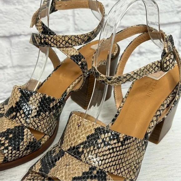NWOT Garnet Hill Maya Ankle-Strap Block-Heel Sandals