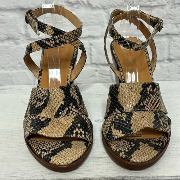 NWOT Garnet Hill Maya Ankle-Strap Block-Heel Sandals