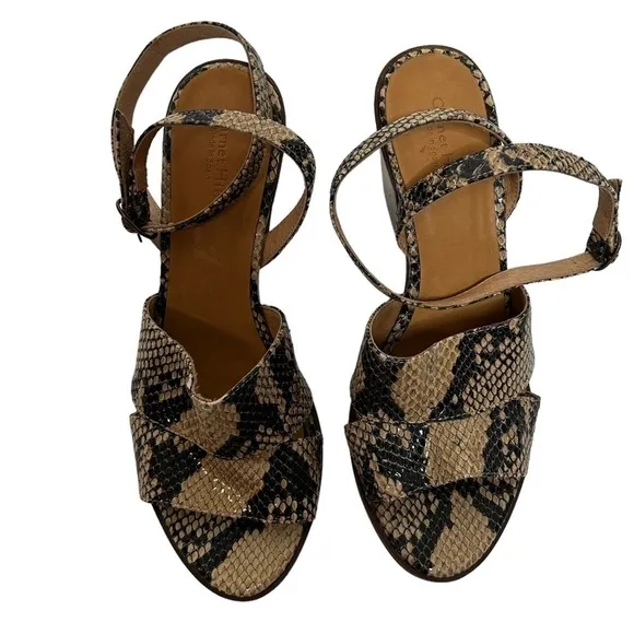 NWOT Garnet Hill Maya Ankle-Strap Block-Heel Sandals