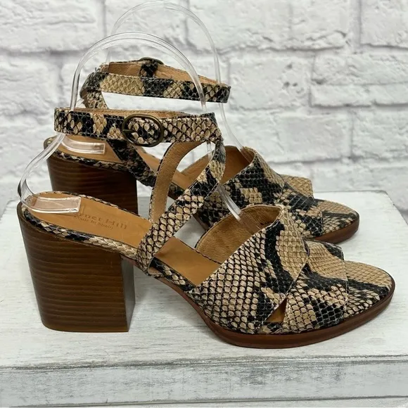 NWOT Garnet Hill Maya Ankle-Strap Block-Heel Sandals