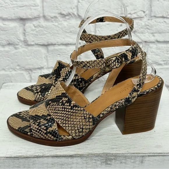 NWOT Garnet Hill Maya Ankle-Strap Block-Heel Sandals