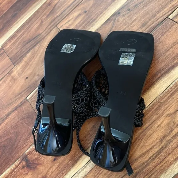 NWOT Jeffery Campbell Millenia 8.5 Black Square Toe Stiletto Sandals Heels