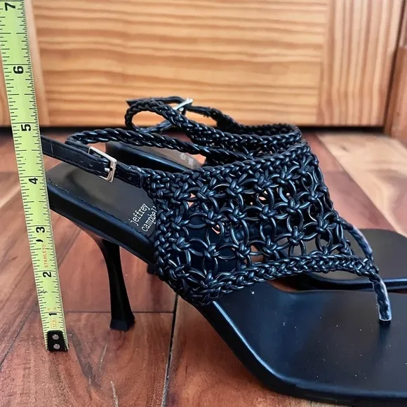 NWOT Jeffery Campbell Millenia 8.5 Black Square Toe Stiletto Sandals Heels