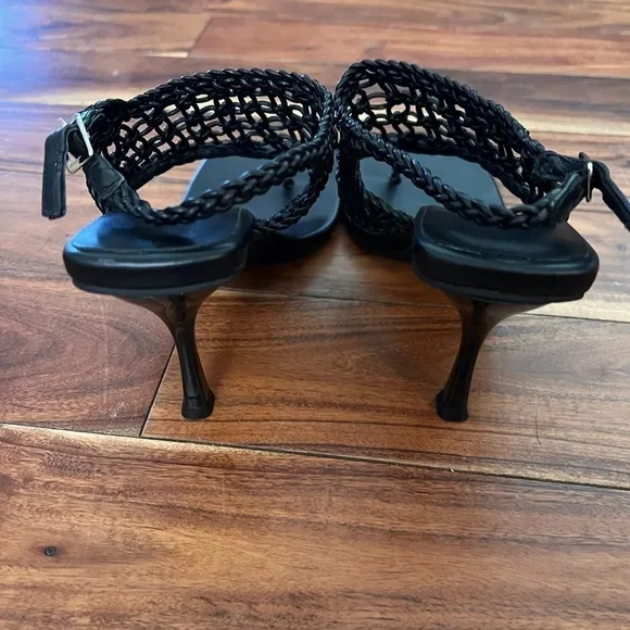 NWOT Jeffery Campbell Millenia 8.5 Black Square Toe Stiletto Sandals Heels
