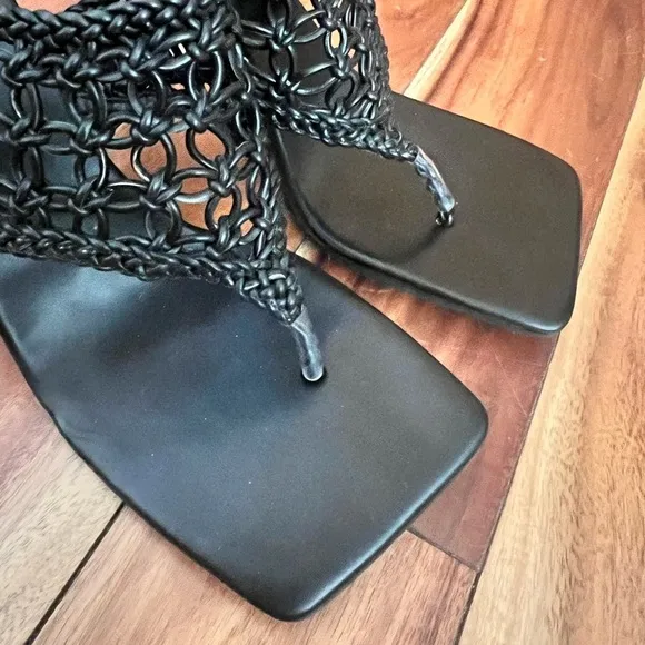NWOT Jeffery Campbell Millenia 8.5 Black Square Toe Stiletto Sandals Heels