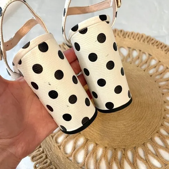 NWOT Kate Spade Delight Polka Dot Leather Platform Sandals Optic White Size 7.5
