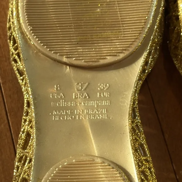NWOT Melissa   Campana Gold Glitter Jelly Shoes in 8