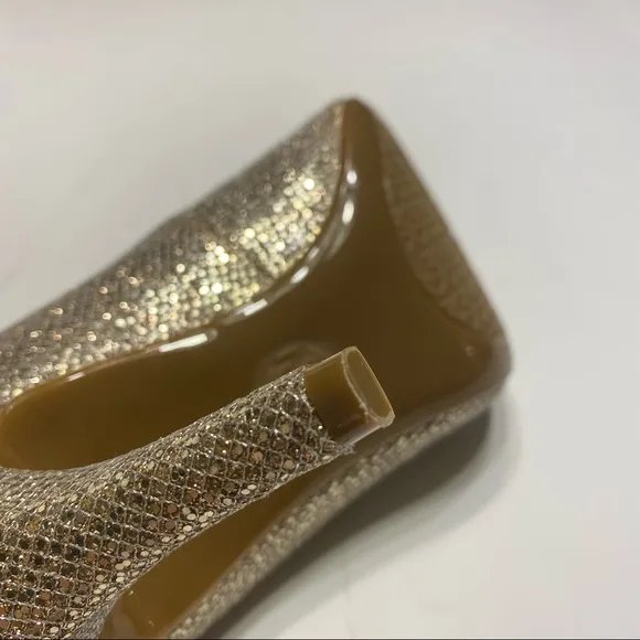 NWOT Michael Kors Gold Glitter Heels Womens Shoes Champagne Fancy 7