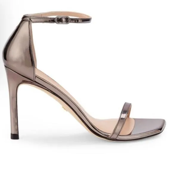 NWOT STUART WEITZMAN Amelina Metallic Leather Sandals - Sz 8.5