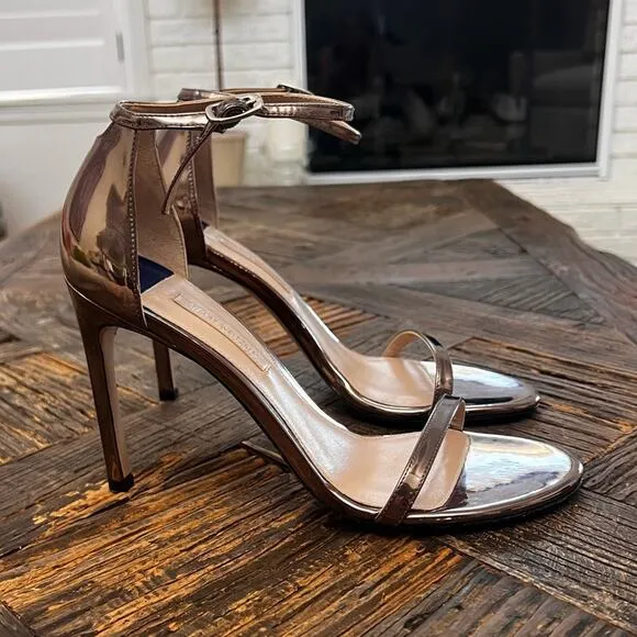 NWOT STUART WEITZMAN Amelina Metallic Leather Sandals - Sz 8.5