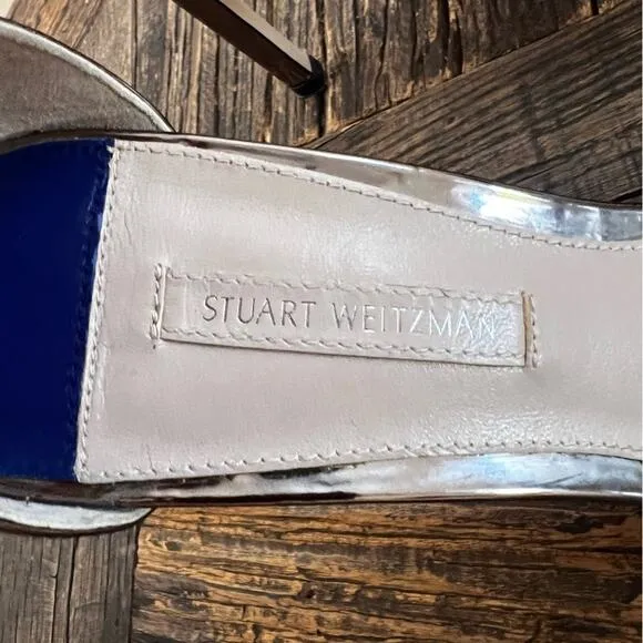 NWOT STUART WEITZMAN Amelina Metallic Leather Sandals - Sz 8.5