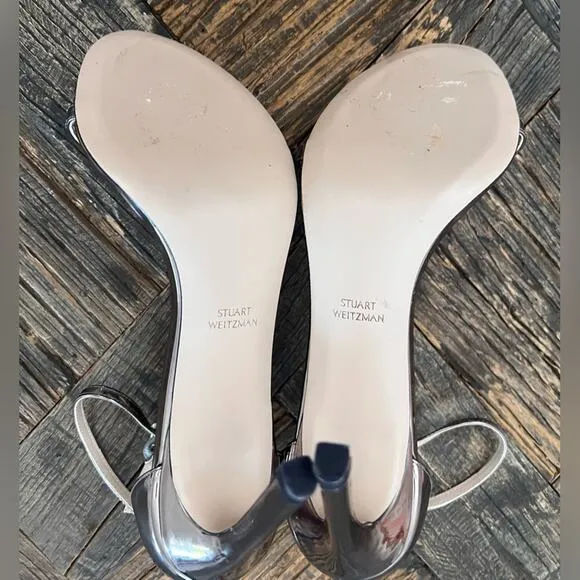 NWOT STUART WEITZMAN Amelina Metallic Leather Sandals - Sz 8.5