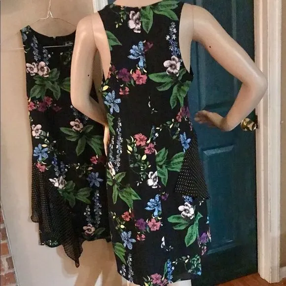 NWT $138 Sam Edelman | Y2K | Mixed Botanical Polka Dot Print Side Ruffles