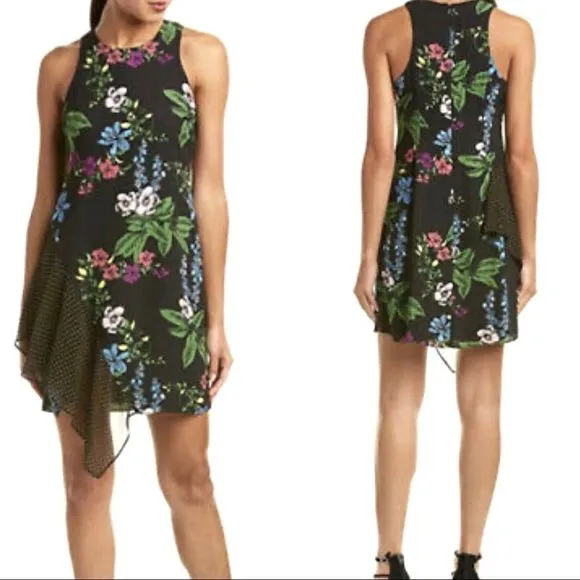NWT $138 Sam Edelman | Y2K | Mixed Botanical Polka Dot Print Side Ruffles