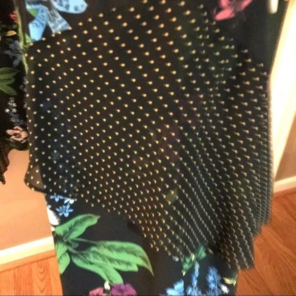 NWT $138 Sam Edelman | Y2K | Mixed Botanical Polka Dot Print Side Ruffles